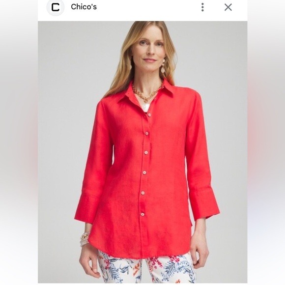 Chicos Button Up Lorena Shirt Womens Sz Medium (2) - Picture 1 of 8